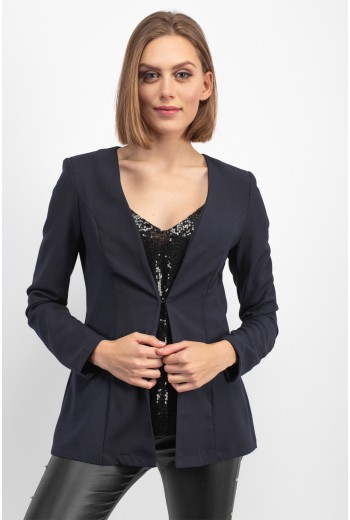 Navy blazer with hook closure